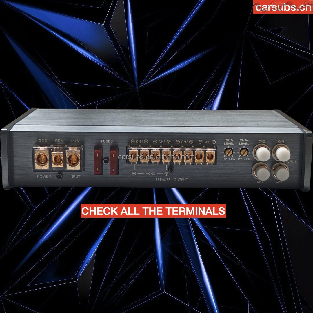 Power Car Subwoofer Speakers Amplifier RMS 200W 4 Channels Peak 1600W Fullrange Car Amplifier Class D